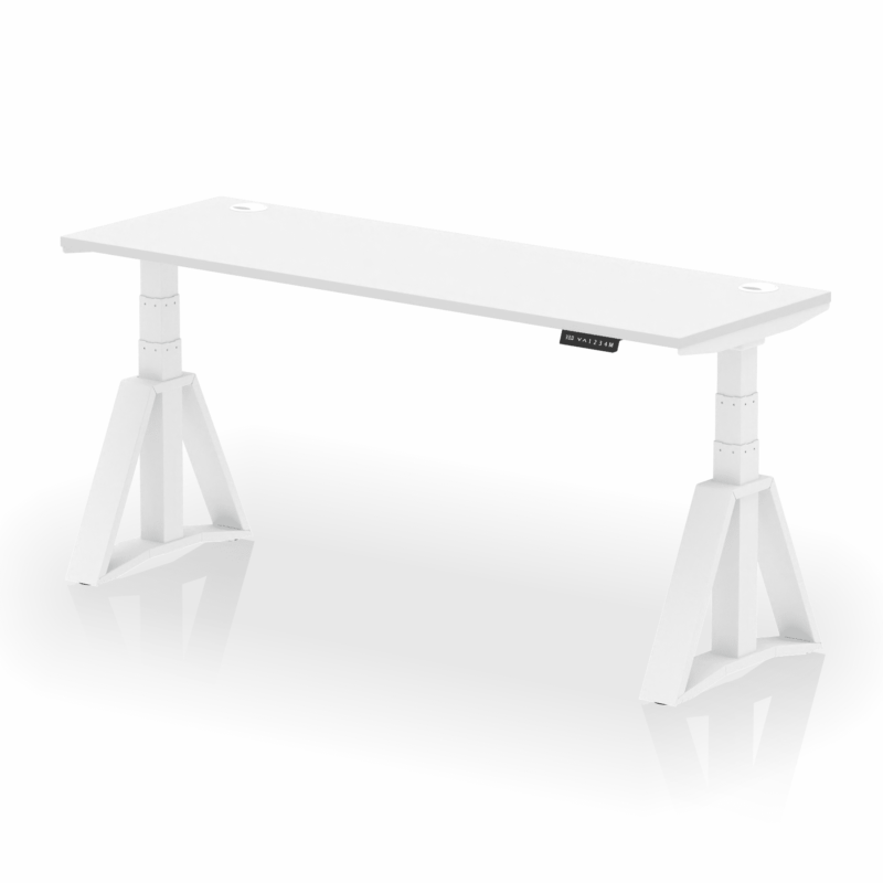 Air Height Adjustable Slimline Desk With Cable Ports With Piste Foot - Image 32