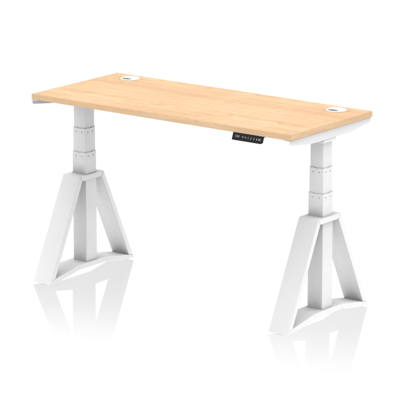 Air Height Adjustable Slimline Desk With Cable Ports With Piste Foot - Image 34