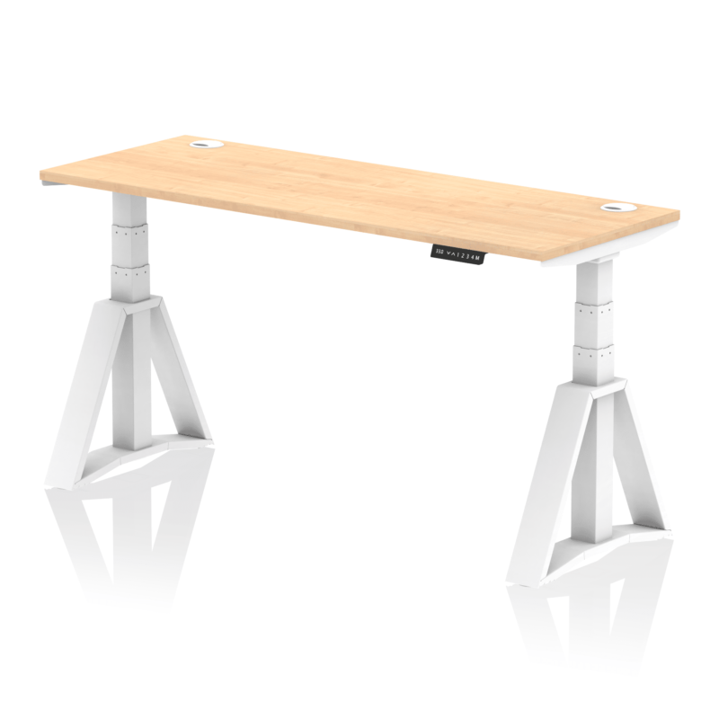 Air Height Adjustable Slimline Desk With Cable Ports With Piste Foot - Image 35