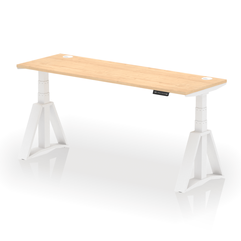 Air Height Adjustable Slimline Desk With Cable Ports With Piste Foot - Image 36