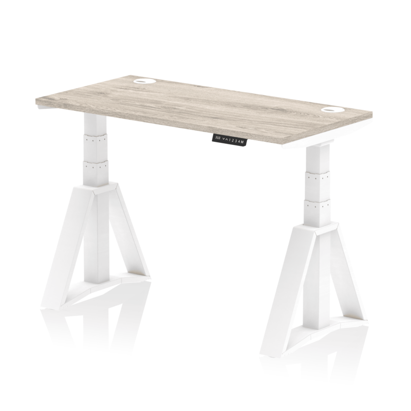 Air Height Adjustable Slimline Desk With Cable Ports With Piste Foot - Image 45