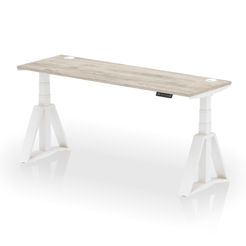Air Height Adjustable Slimline Desk With Cable Ports With Piste Foot - Image 48