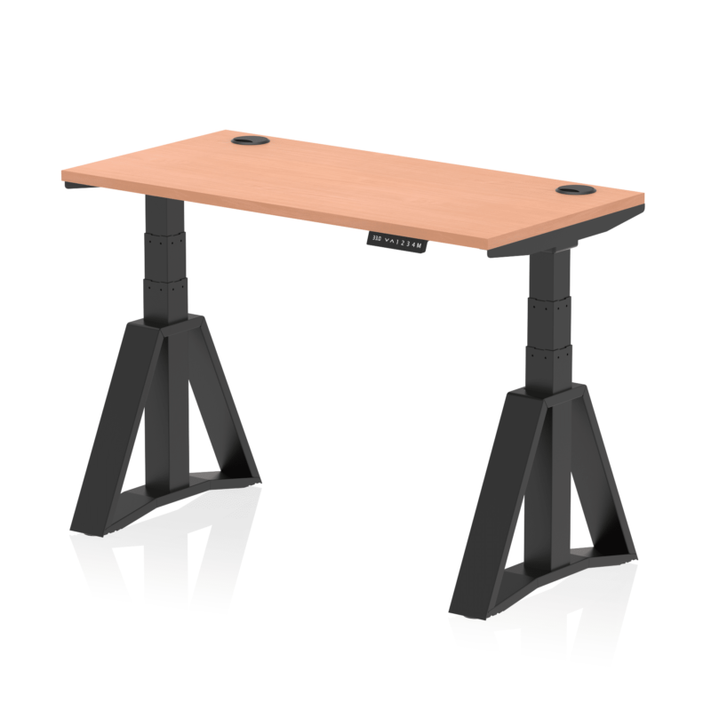 Air Height Adjustable Slimline Desk With Cable Ports With Piste Foot - Image 49