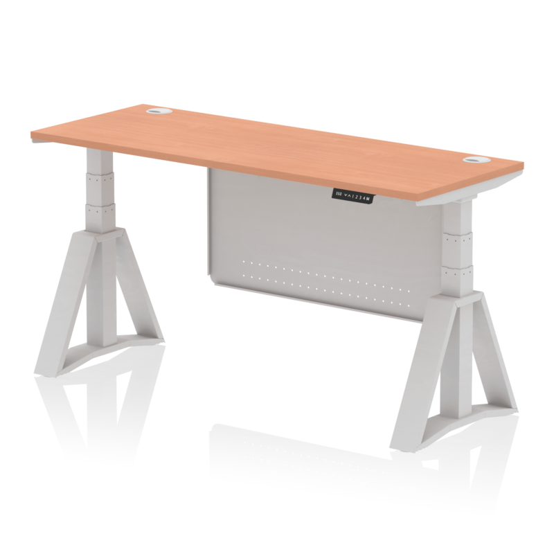 Air Height Adjustable Slimline Desk With Cable Ports With Steel Modesty Panel With Piste Foot - Image 3