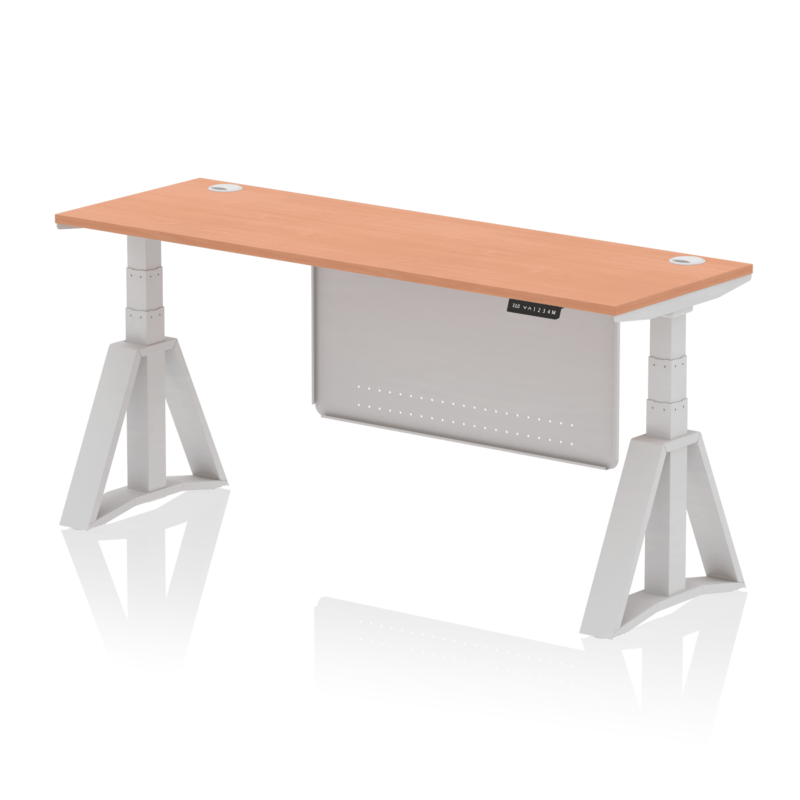 Air Height Adjustable Slimline Desk With Cable Ports With Steel Modesty Panel With Piste Foot - Image 4