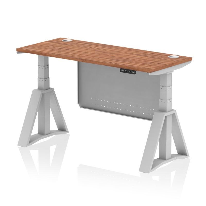 Air Height Adjustable Slimline Desk With Cable Ports With Steel Modesty Panel With Piste Foot - Image 6