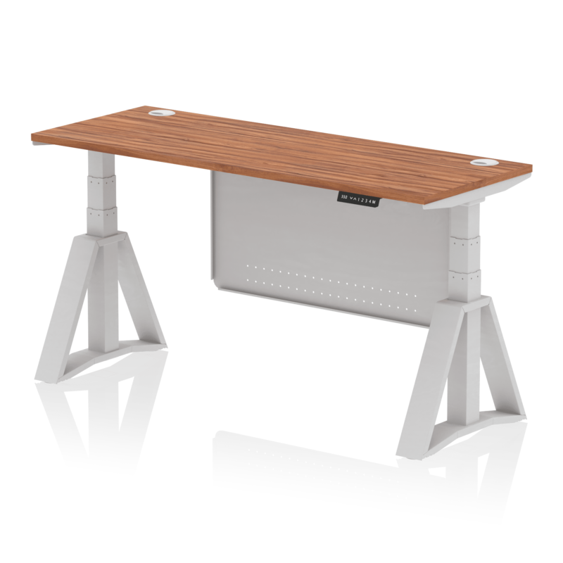 Air Height Adjustable Slimline Desk With Cable Ports With Steel Modesty Panel With Piste Foot - Image 7