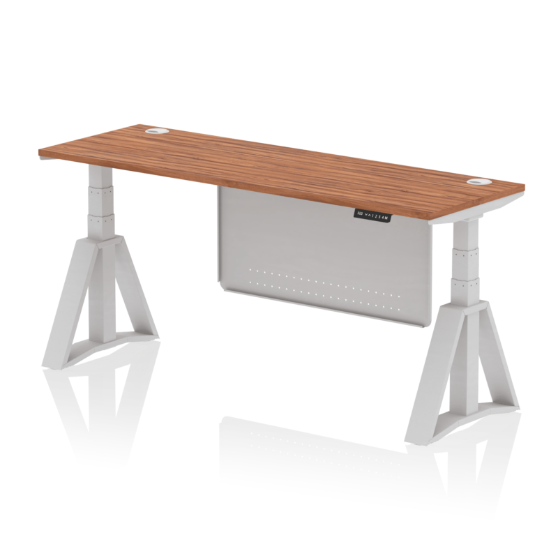 Air Height Adjustable Slimline Desk With Cable Ports With Steel Modesty Panel With Piste Foot - Image 8