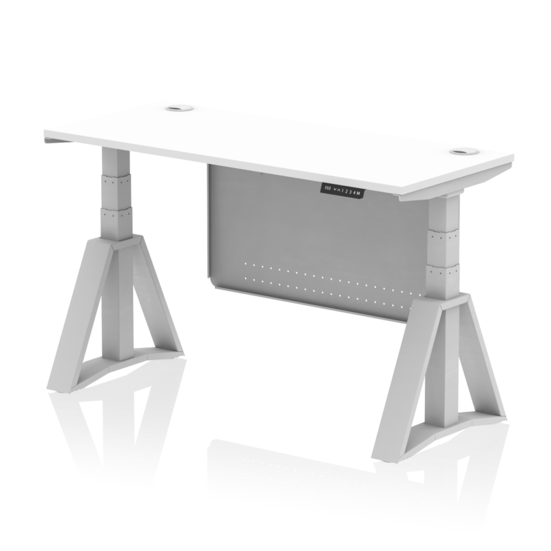 Air Height Adjustable Slimline Desk With Cable Ports With Steel Modesty Panel With Piste Foot - Image 10