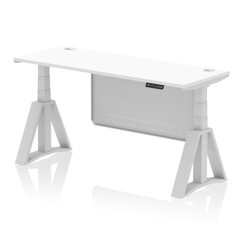 Air Height Adjustable Slimline Desk With Cable Ports With Steel Modesty Panel With Piste Foot - Image 11