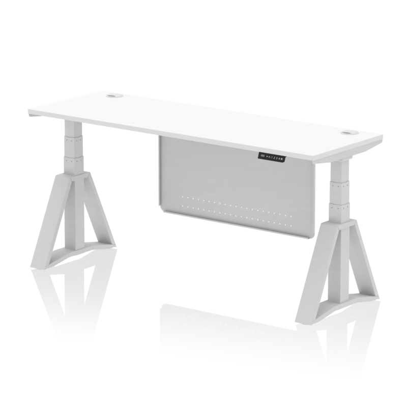 Air Height Adjustable Slimline Desk With Cable Ports With Steel Modesty Panel With Piste Foot - Image 12