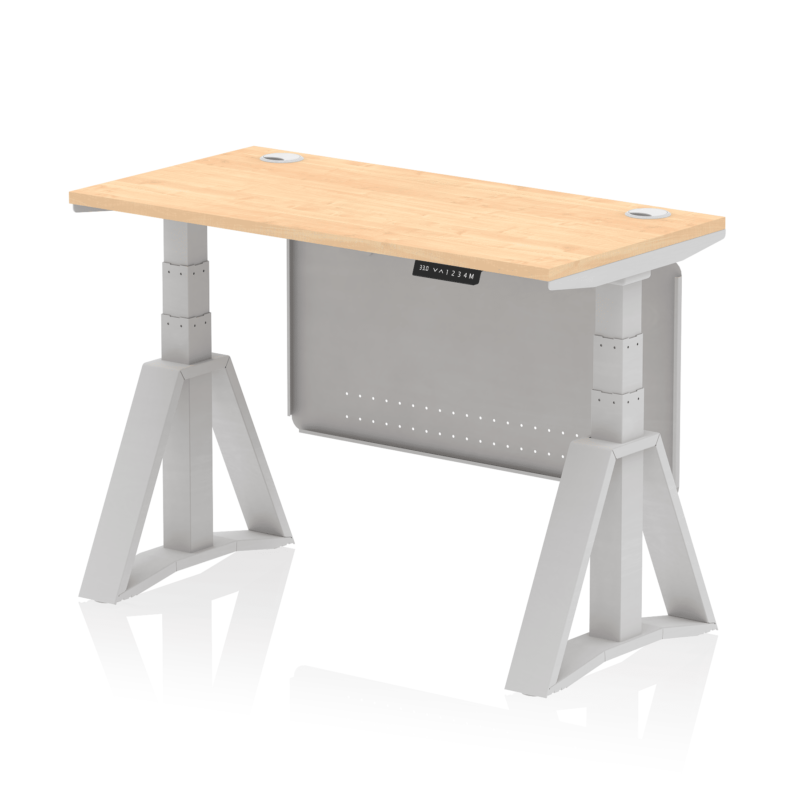 Air Height Adjustable Slimline Desk With Cable Ports With Steel Modesty Panel With Piste Foot - Image 13