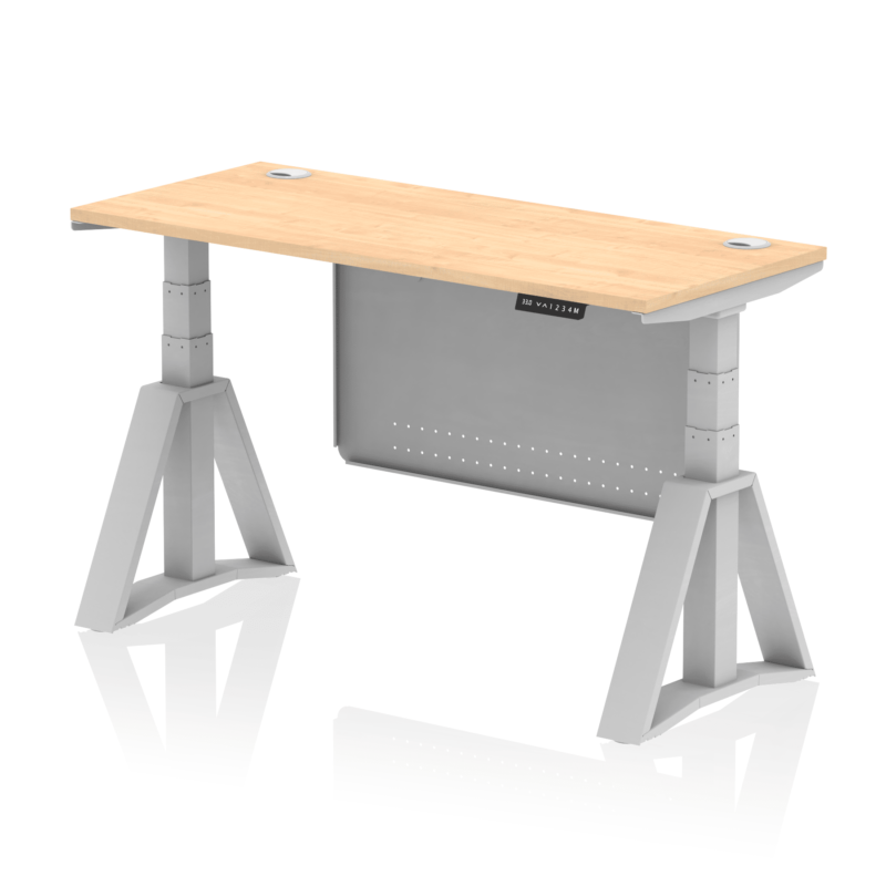 Air Height Adjustable Slimline Desk With Cable Ports With Steel Modesty Panel With Piste Foot - Image 14