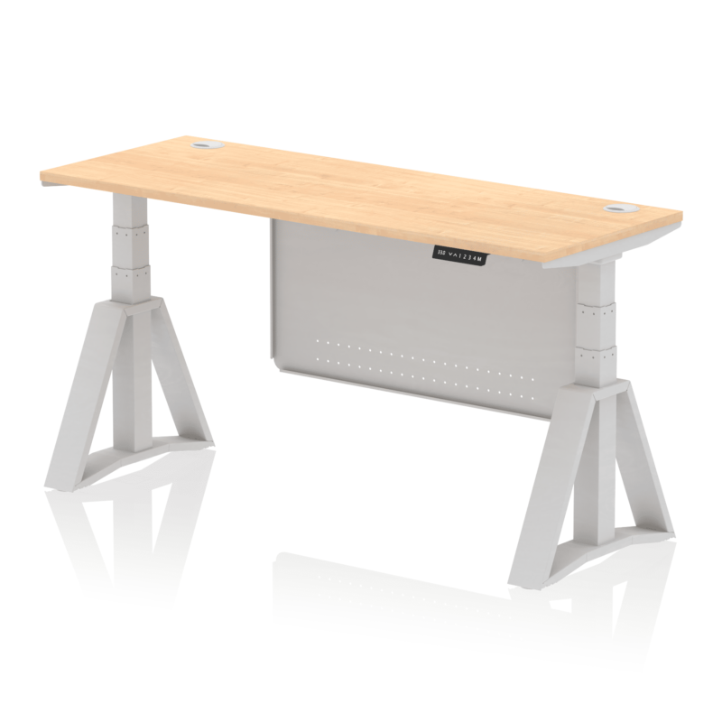 Air Height Adjustable Slimline Desk With Cable Ports With Steel Modesty Panel With Piste Foot - Image 15