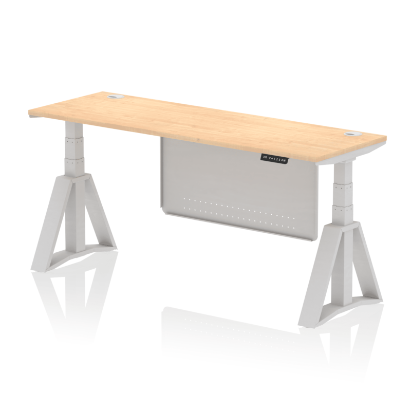 Air Height Adjustable Slimline Desk With Cable Ports With Steel Modesty Panel With Piste Foot - Image 16