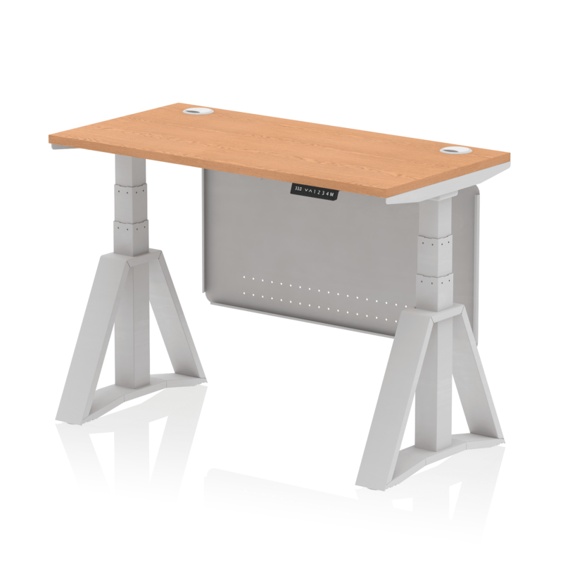Air Height Adjustable Slimline Desk With Cable Ports With Steel Modesty Panel With Piste Foot - Image 17