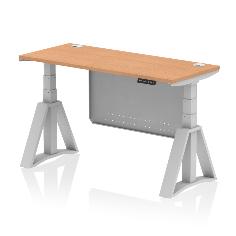 Air Height Adjustable Slimline Desk With Cable Ports With Steel Modesty Panel With Piste Foot - Image 18