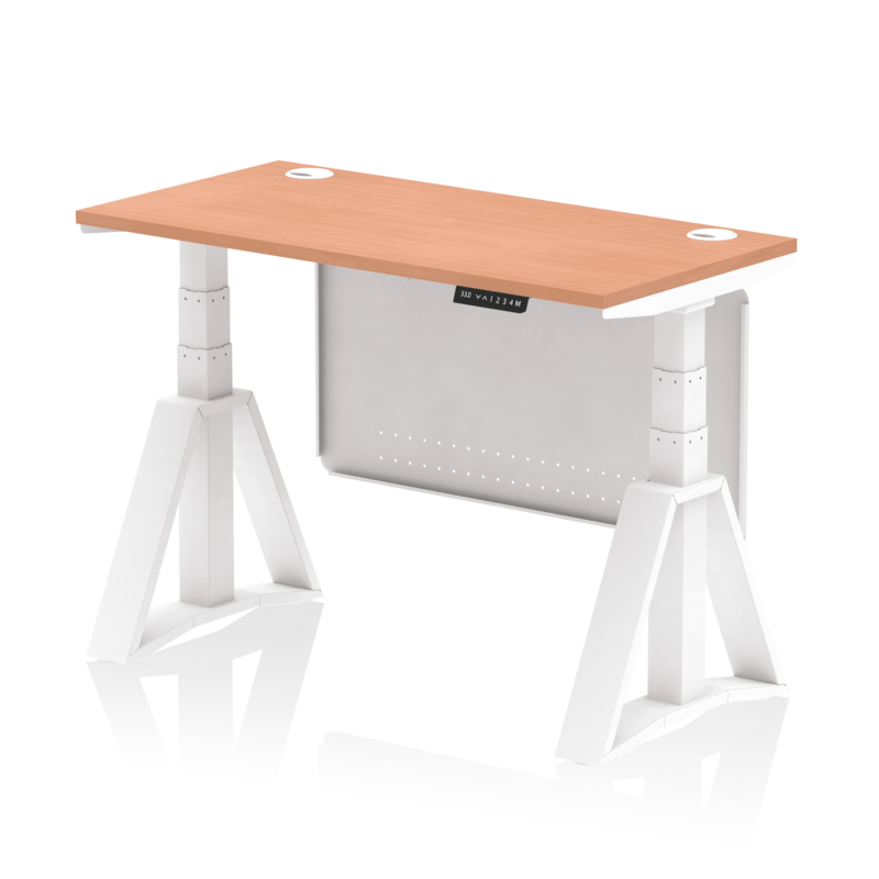 Air Height Adjustable Slimline Desk With Cable Ports With Steel Modesty Panel With Piste Foot - Image 21