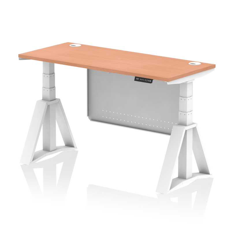 Air Height Adjustable Slimline Desk With Cable Ports With Steel Modesty Panel With Piste Foot - Image 22