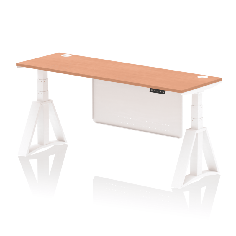 Air Height Adjustable Slimline Desk With Cable Ports With Steel Modesty Panel With Piste Foot - Image 24