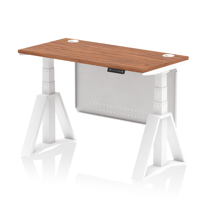 Air Height Adjustable Slimline Desk With Cable Ports With Steel Modesty Panel With Piste Foot - Image 25