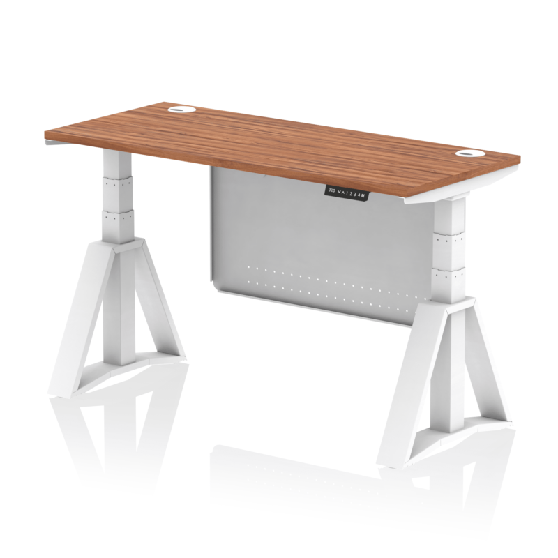 Air Height Adjustable Slimline Desk With Cable Ports With Steel Modesty Panel With Piste Foot - Image 26