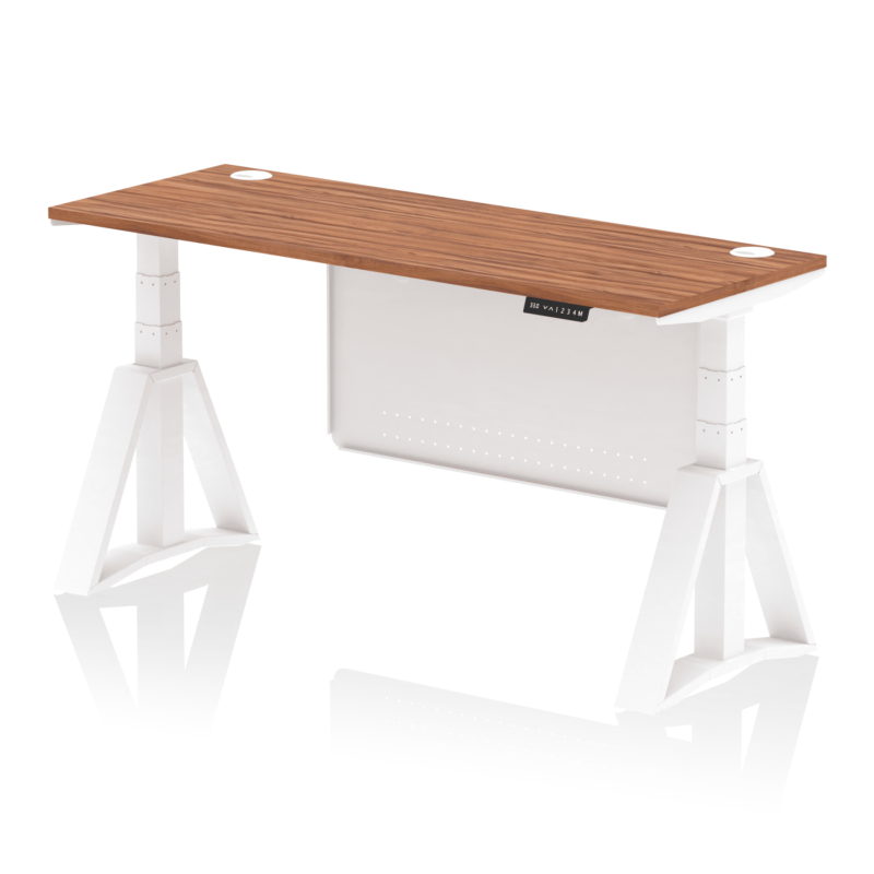 Air Height Adjustable Slimline Desk With Cable Ports With Steel Modesty Panel With Piste Foot - Image 27