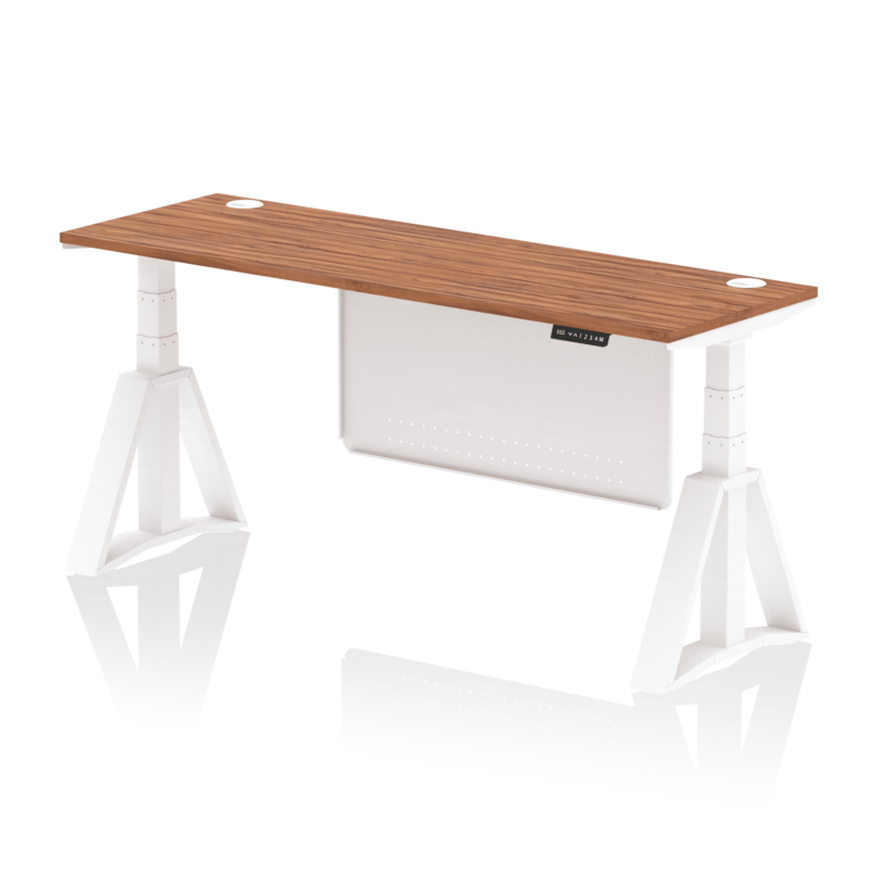 Air Height Adjustable Slimline Desk With Cable Ports With Steel Modesty Panel With Piste Foot - Image 28