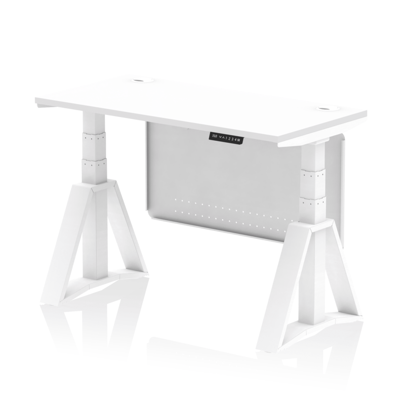 Air Height Adjustable Slimline Desk With Cable Ports With Steel Modesty Panel With Piste Foot - Image 29