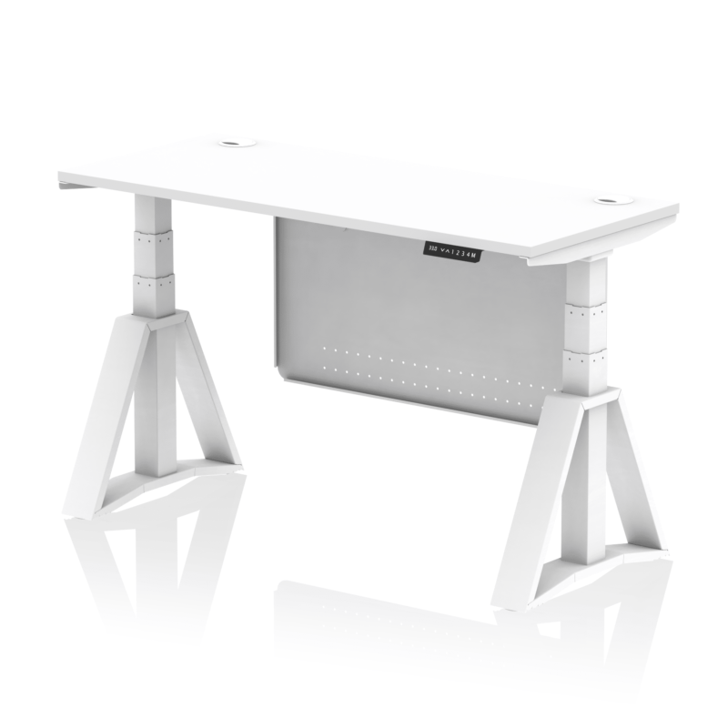 Air Height Adjustable Slimline Desk With Cable Ports With Steel Modesty Panel With Piste Foot - Image 30