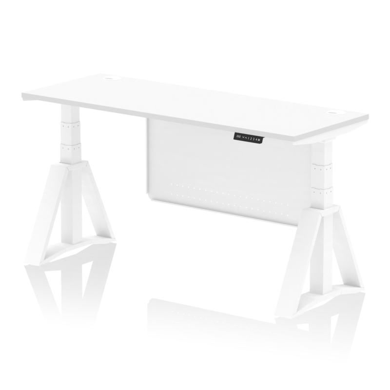 Air Height Adjustable Slimline Desk With Cable Ports With Steel Modesty Panel With Piste Foot - Image 31