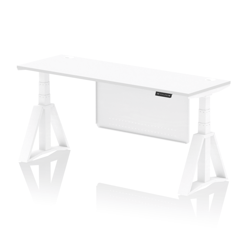Air Height Adjustable Slimline Desk With Cable Ports With Steel Modesty Panel With Piste Foot - Image 32