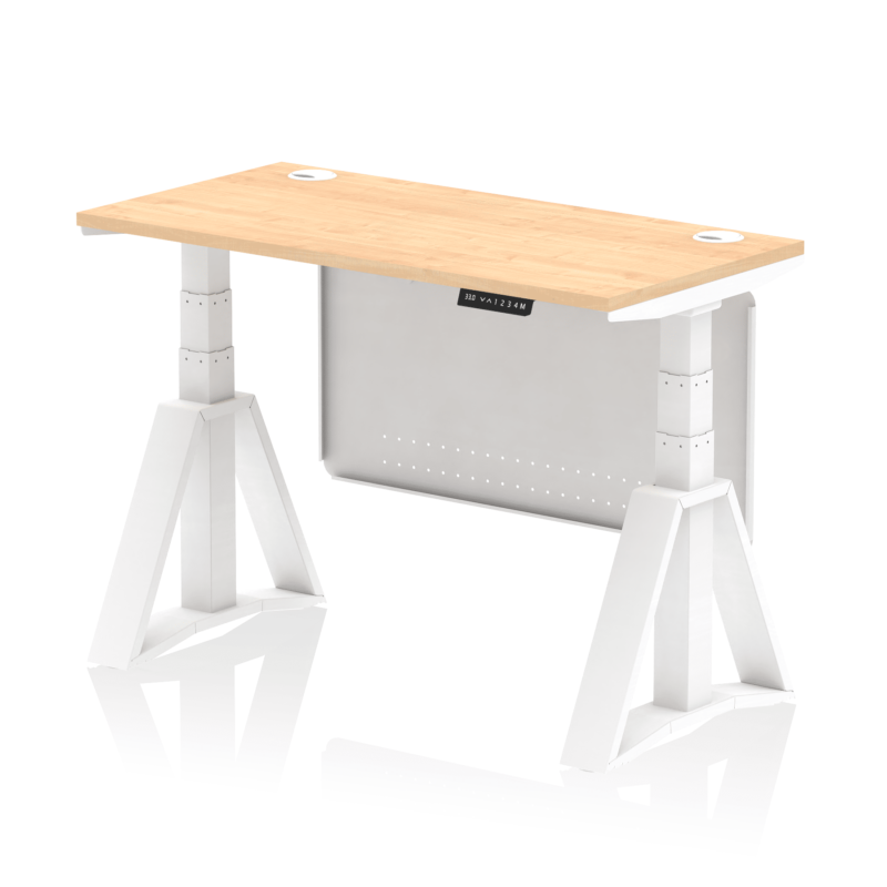 Air Height Adjustable Slimline Desk With Cable Ports With Steel Modesty Panel With Piste Foot - Image 33