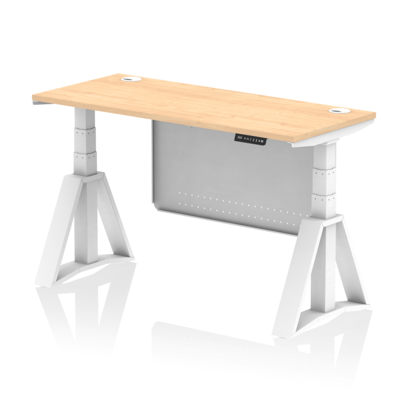 Air Height Adjustable Slimline Desk With Cable Ports With Steel Modesty Panel With Piste Foot - Image 34
