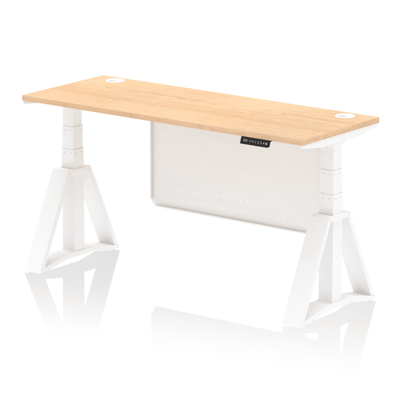 Air Height Adjustable Slimline Desk With Cable Ports With Steel Modesty Panel With Piste Foot - Image 35
