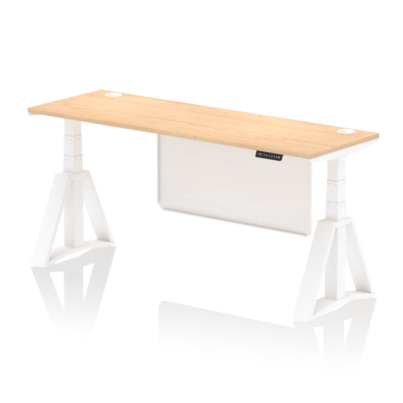 Air Height Adjustable Slimline Desk With Cable Ports With Steel Modesty Panel With Piste Foot - Image 36