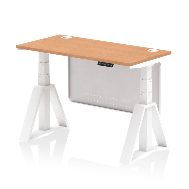 Air Height Adjustable Slimline Desk With Cable Ports With Steel Modesty Panel With Piste Foot - Image 37