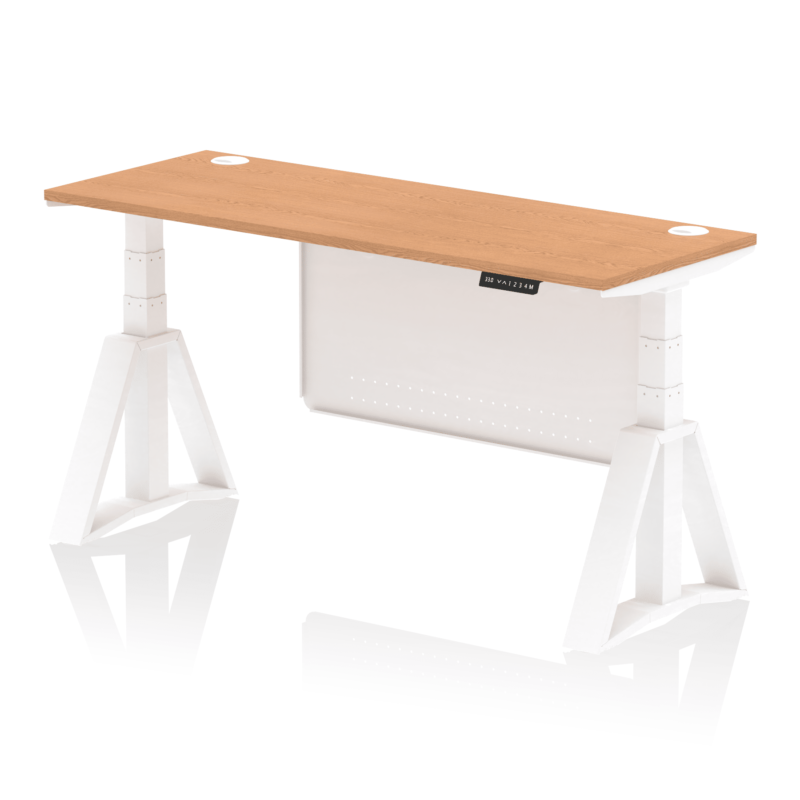 Air Height Adjustable Slimline Desk With Cable Ports With Steel Modesty Panel With Piste Foot - Image 39
