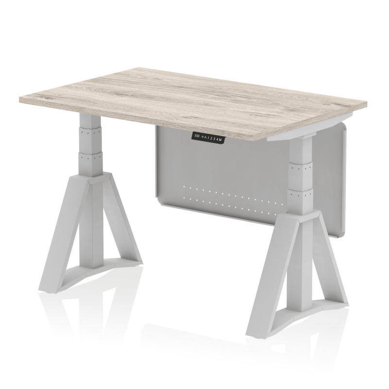 Air Height Adjustable Desk without Cable Ports With Steel Modesty Panel With Piste Foot - Image 41