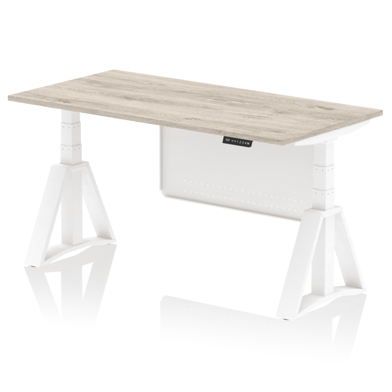 Air Height Adjustable Desk without Cable Ports With Steel Modesty Panel With Piste Foot - Image 46