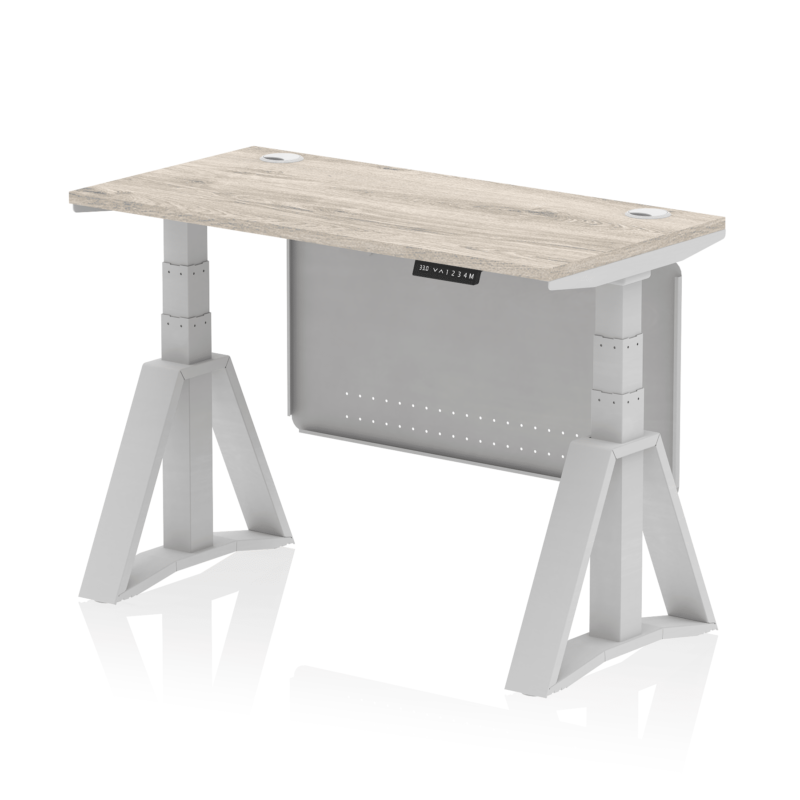 Air Height Adjustable Slimline Desk With Cable Ports With Steel Modesty Panel With Piste Foot - Image 41