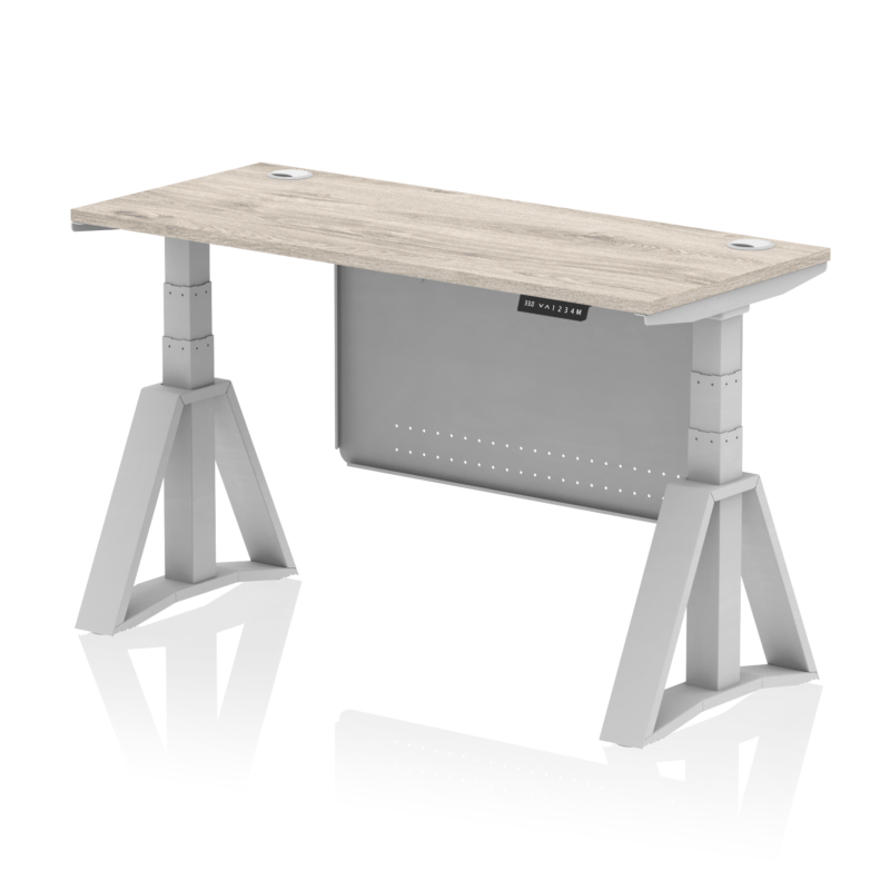 Air Height Adjustable Slimline Desk With Cable Ports With Steel Modesty Panel With Piste Foot - Image 42