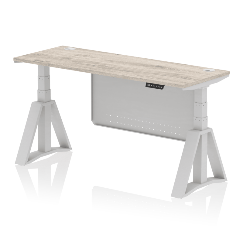Air Height Adjustable Slimline Desk With Cable Ports With Steel Modesty Panel With Piste Foot - Image 43