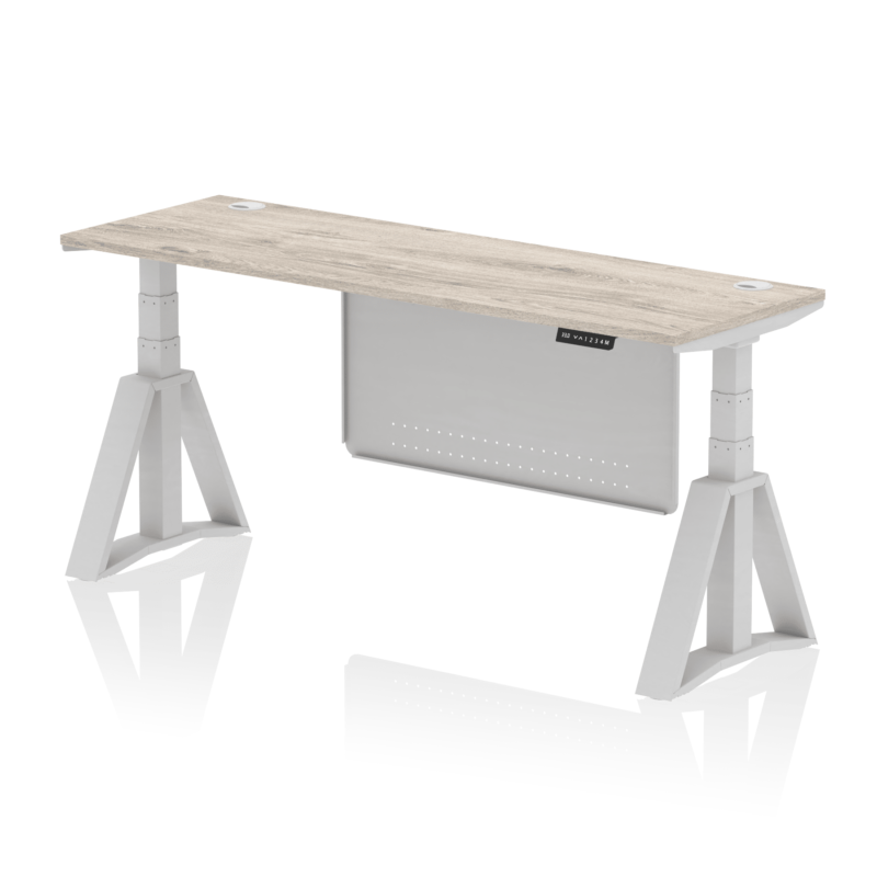 Air Height Adjustable Slimline Desk With Cable Ports With Steel Modesty Panel With Piste Foot - Image 44