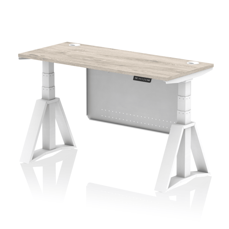 Air Height Adjustable Slimline Desk With Cable Ports With Steel Modesty Panel With Piste Foot - Image 46