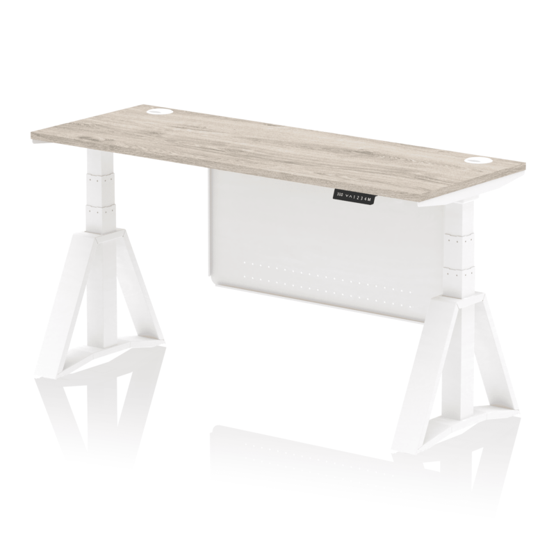 Air Height Adjustable Slimline Desk With Cable Ports With Steel Modesty Panel With Piste Foot - Image 47