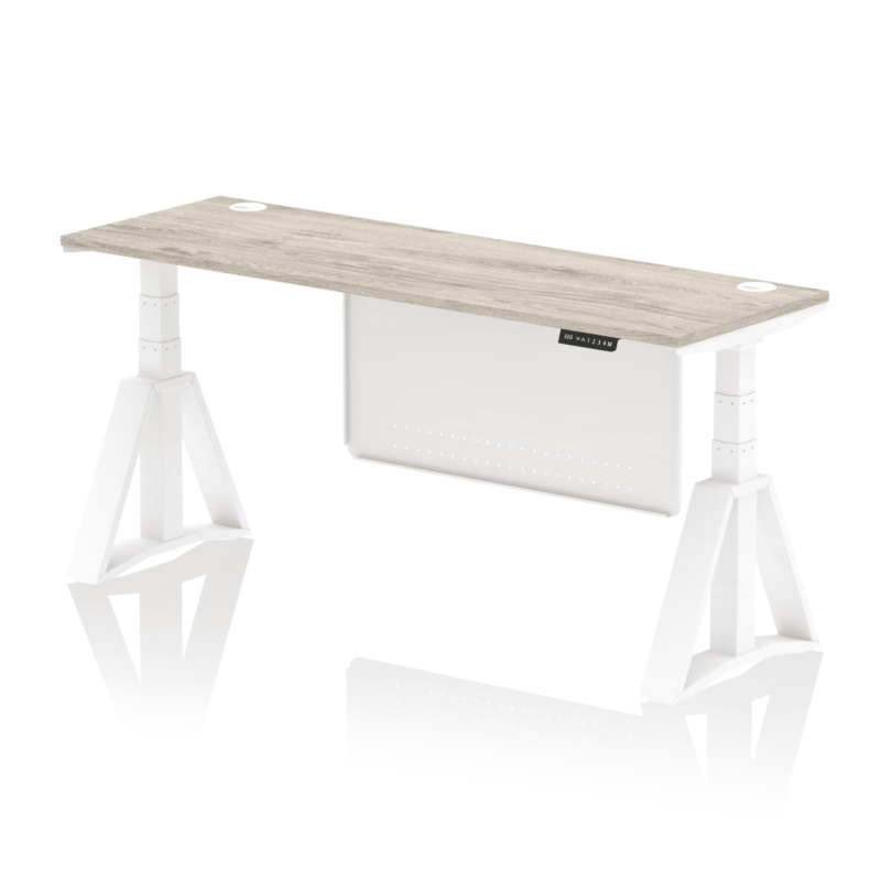 Air Height Adjustable Slimline Desk With Cable Ports With Steel Modesty Panel With Piste Foot - Image 48