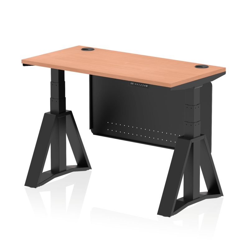 Air Height Adjustable Slimline Desk With Cable Ports With Steel Modesty Panel With Piste Foot - Image 49