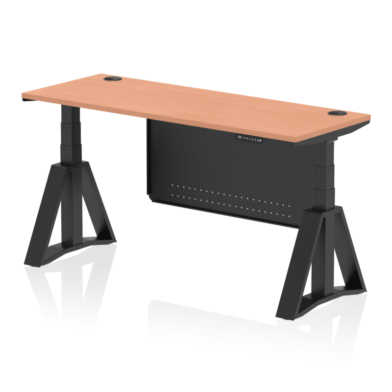 Air Height Adjustable Slimline Desk With Cable Ports With Steel Modesty Panel With Piste Foot - Image 51