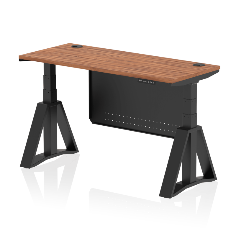 Air Height Adjustable Slimline Desk With Cable Ports With Steel Modesty Panel With Piste Foot - Image 54